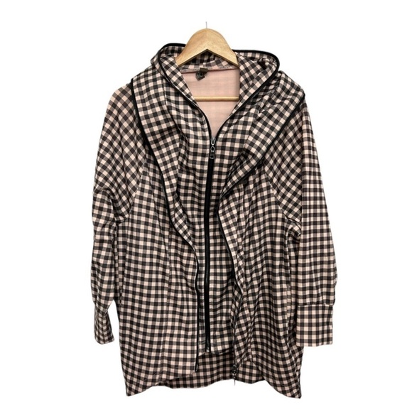 MYMO My Movement Double Zipper Hooded Pink Black Gingham Plaid Jacket Size XL - Picture 13 of 13